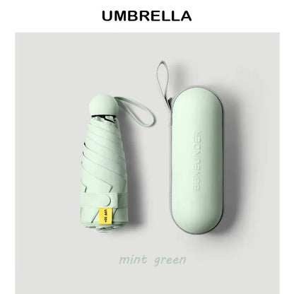 Mini Capsule Umbrella – Portable Sun & Rain Protection, UV Coating, 6 Reinforced Ribs, Compact Travel Outdoor Umbrella