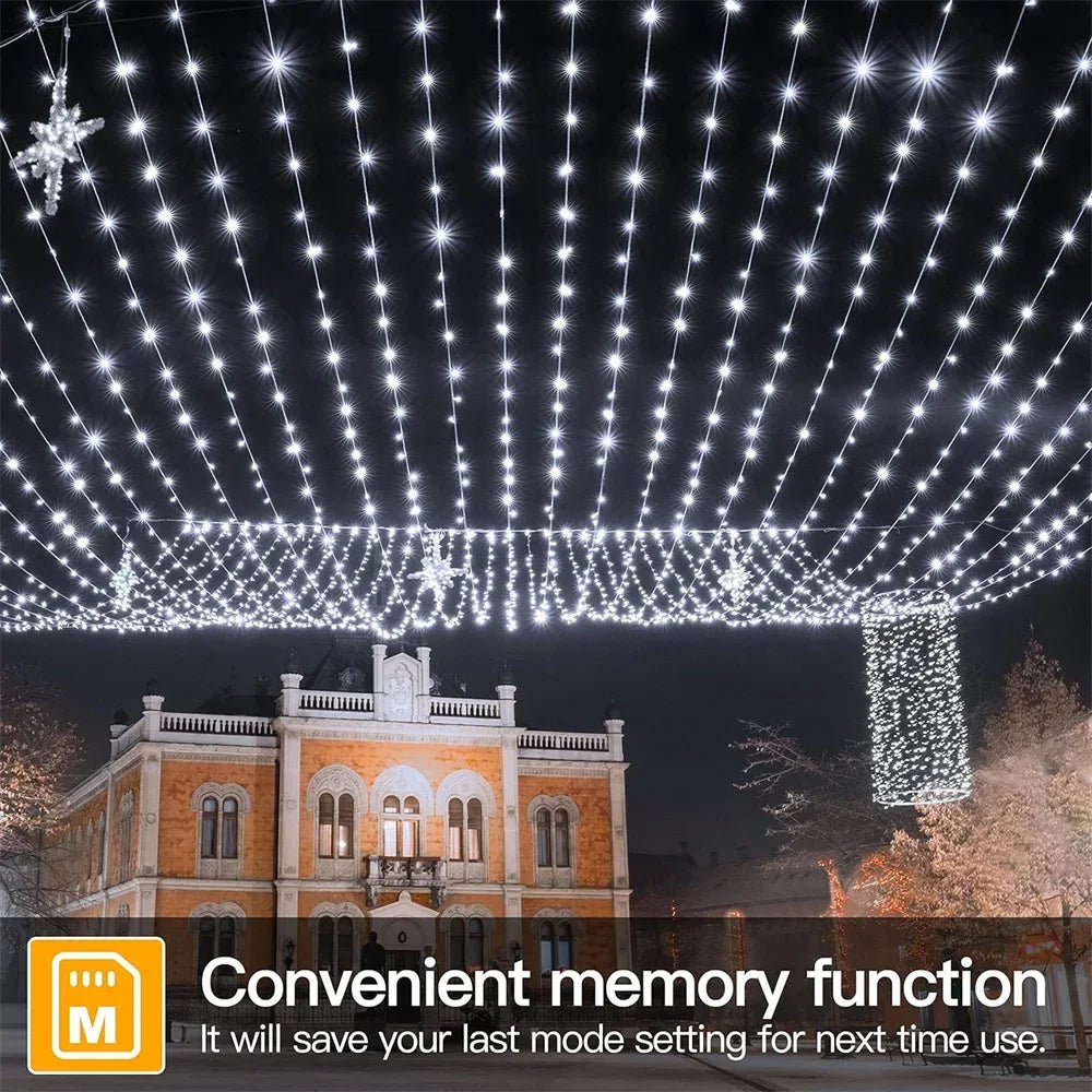 1000 LED Green Wire Fairy String Lights | Waterproof Christmas Tree & Holiday Decor, US/EU Plug 110V/220V