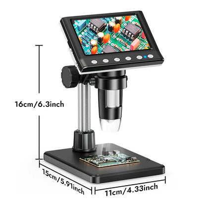 Hayve 4.3” Digital Microscope – 1000X 1080P Coin & Soldering Microscope with 8 LEDs, PC View Video Inspection Tool for Electronics Repair