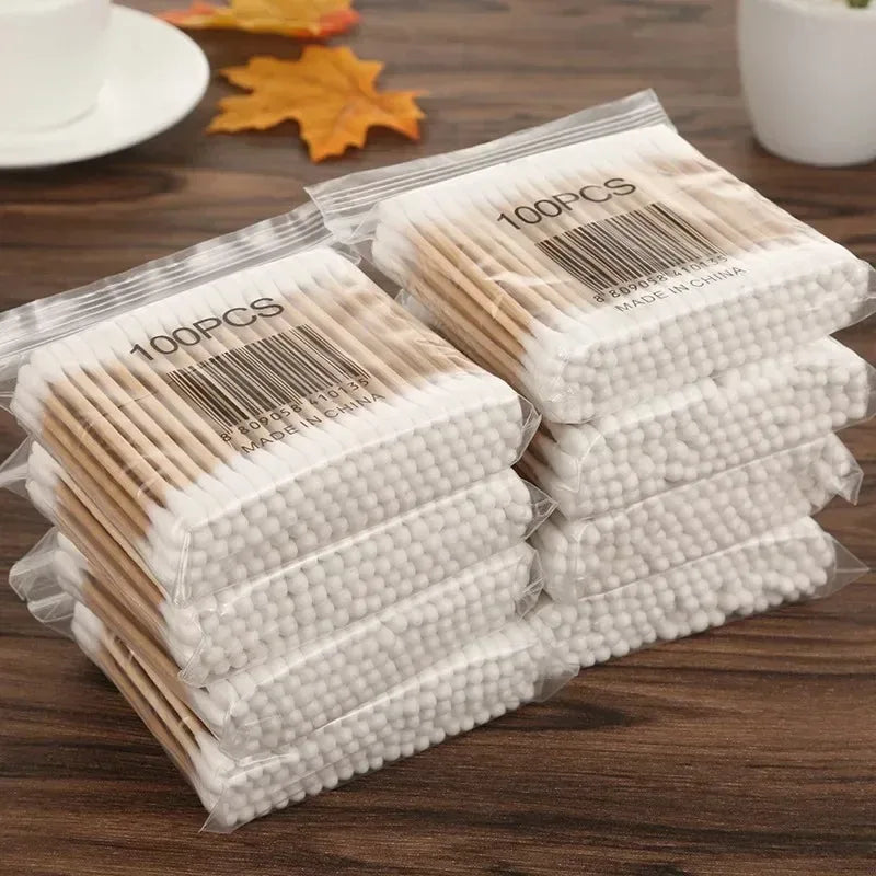 100PCS Double-Ended Cotton Swabs - 5 Packs for Baby Ear Cleaning & Healthy Hygiene Tools