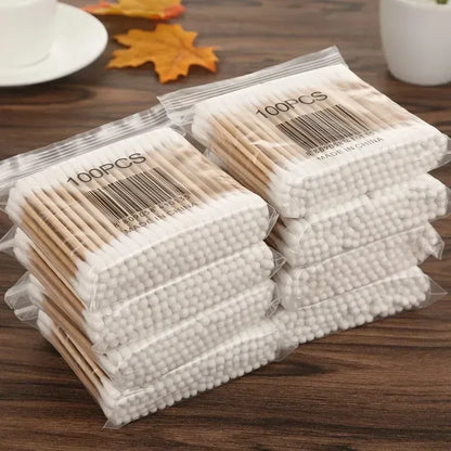 100PCS Double-Ended Cotton Swabs - 5 Packs for Baby Ear Cleaning & Healthy Hygiene Tools