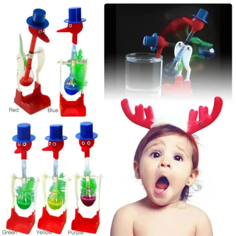 Transparent Drinking Bird Perpetual Motion Toy – Fluid Balance Water Bird Educational STEM Science Experiment Toy for Kids