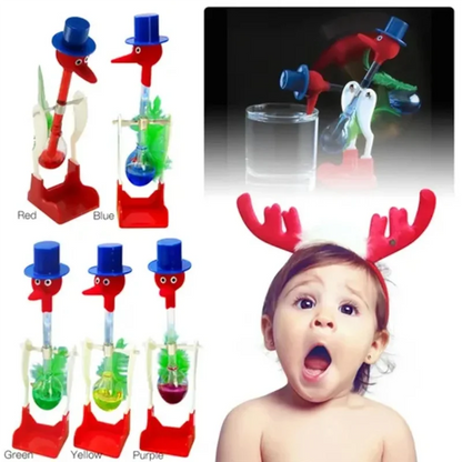Transparent Drinking Bird Perpetual Motion Toy – Fluid Balance Water Bird Educational STEM Science Experiment Toy for Kids