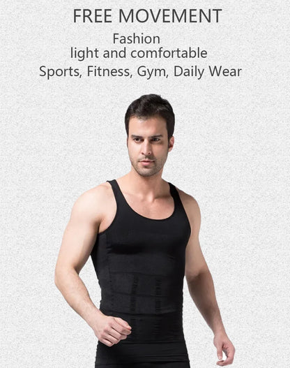 YBFDO Men's Slimming Body Shaper Compression Vest - Seamless Waist Trainer Tank Top for Weight Loss and Belly Control