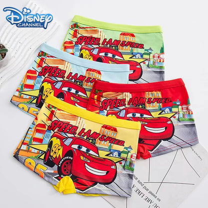 4pcs Disney Cars Kids Underwear – McQueen Cotton Cartoon Boxer Panties, Cute Gift for Boys