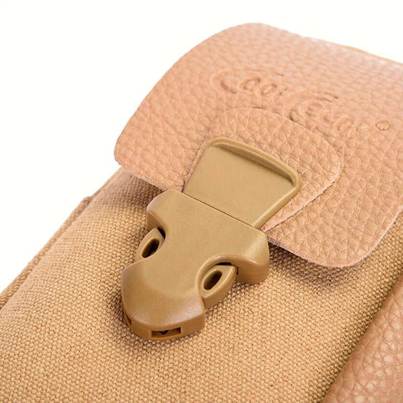 2023 Casual Men's Zipper Waist Bag – Solid Color, Small Card Holder, 4 Inch Phone Pack, Belt Fanny Purse