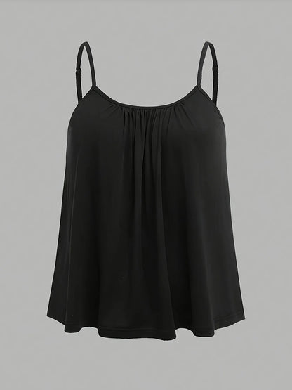 Plus Size Summer Camisole - Solid Color Sleeveless Casual Tank Top