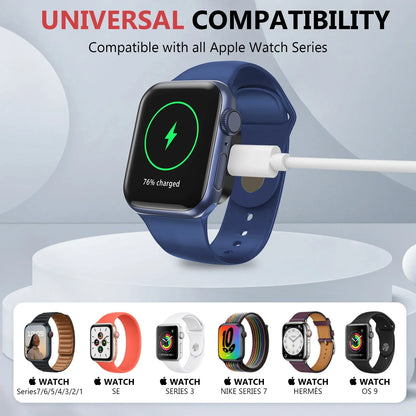 Portable Wireless Type-C & 8-Pin Charger – Fast Charging Dock for Apple Watch Series 1-9 & SE Ultra