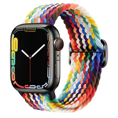 Braided Solo Loop Apple Watch Ultra Band – Elastic Nylon Sport Bracelet for iWatch SE, Series 3–9 (38mm–49mm) Strap