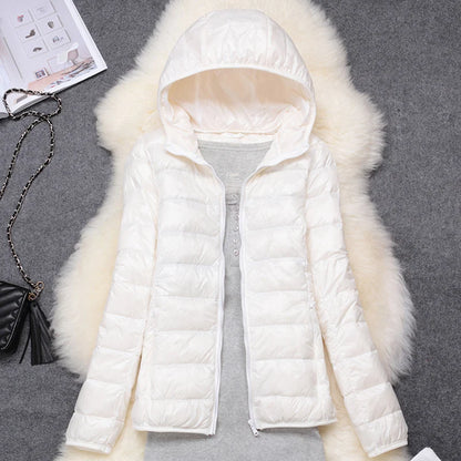 Women’s Lightweight Puffer Jacket - Hooded Packable Down Coat Plus Size 5XL-7XL Spring Autumn Outerwear