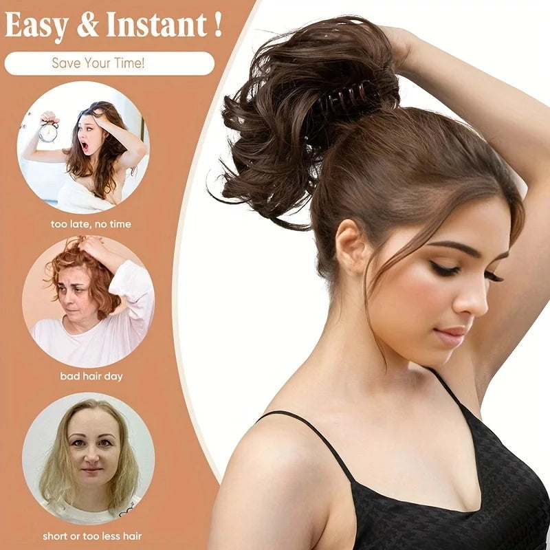 Synthetic 12-Inch Curly Claw Clip Ponytail – Short Ponytail Extensions for Women, Black Brown Blonde Hairpiece