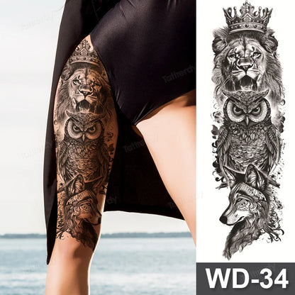Large Temporary Leg Tattoos for Women - Sexy Animal & Anime Skull Water Transfer Body Art Stickers