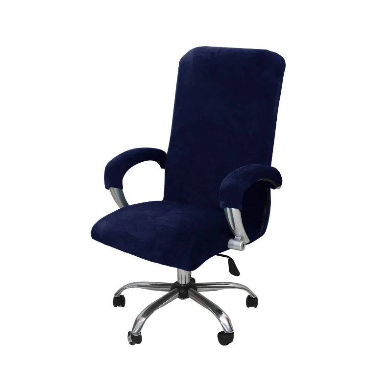 Velvet Office Chair Cover - Black Armchair Protector with Armrest & Gaming Chair Fit