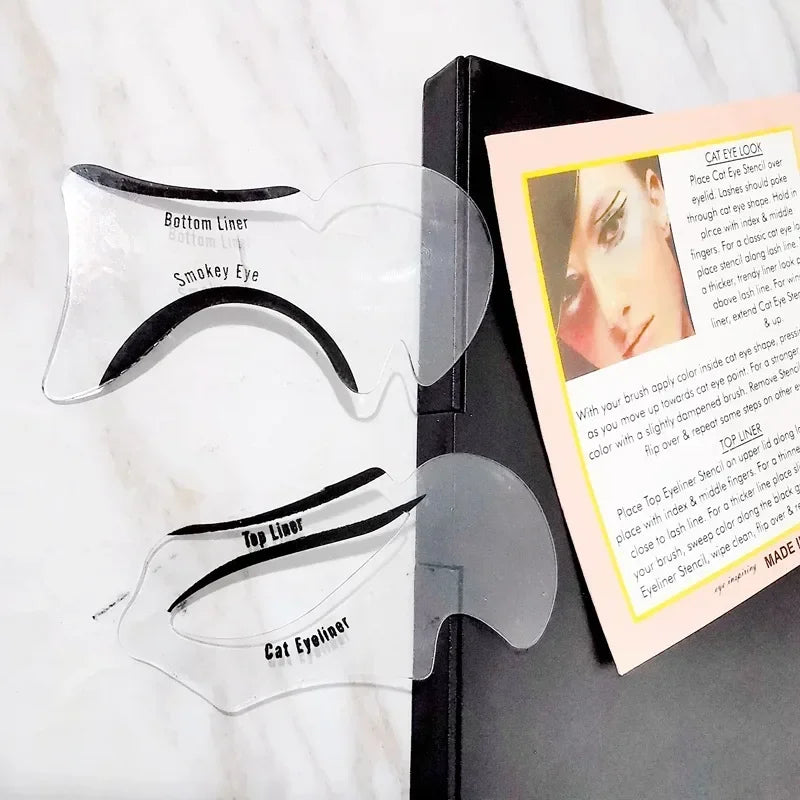 Eyeliner Stencils Set - Winged Eyeliner Shaping Template & Eyebrow Card for Eye Makeup Tools