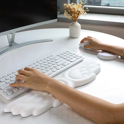 Keyboard & Mouse Wrist Rest Set – Angel Wing Memory Foam Ergonomic Non-Slip Support for Laptop & PC