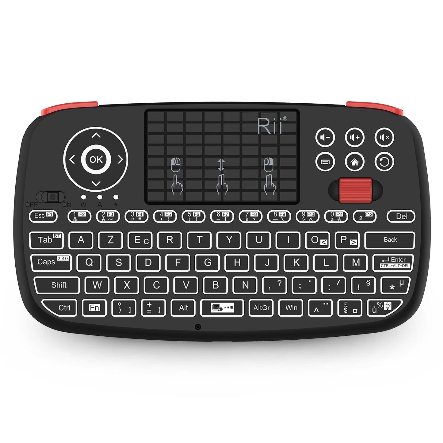 Rii i4 Mini BT Wireless Keyboard with Touchpad - 2.4GHz Backlit Mouse Remote for Windows, Android TV Box, and Smart TV