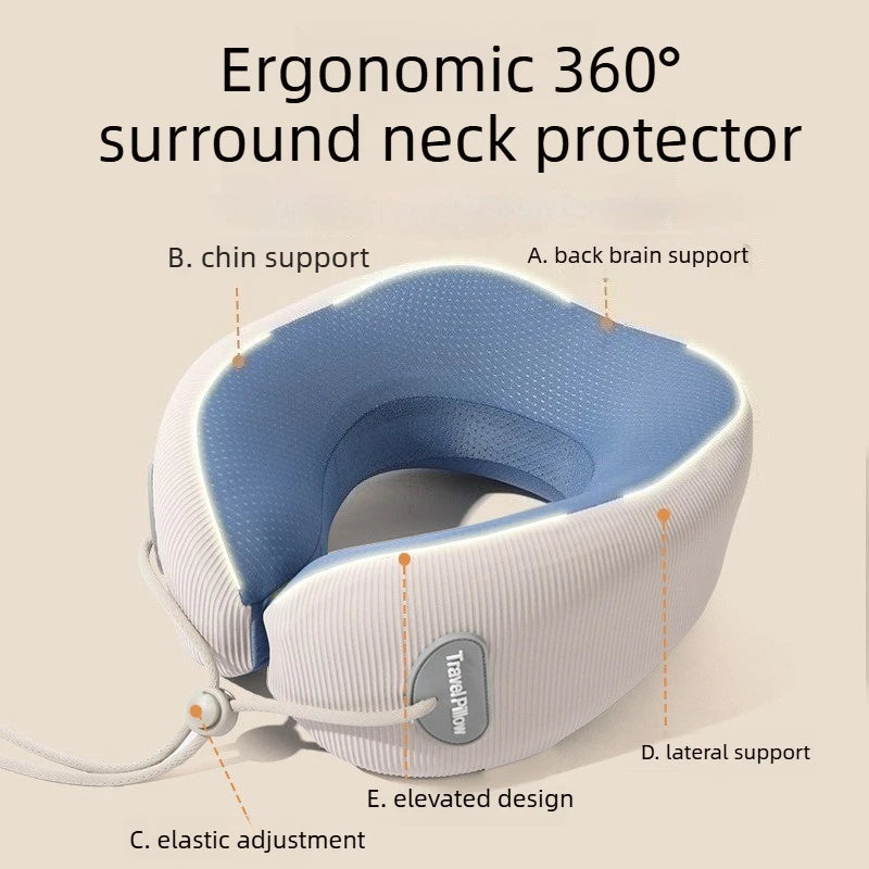 Kids U-Shaped Memory Foam Neck Pillow – 360° Support Travel & Nap Cushion, Slow Rebound with Removable Cover for Children