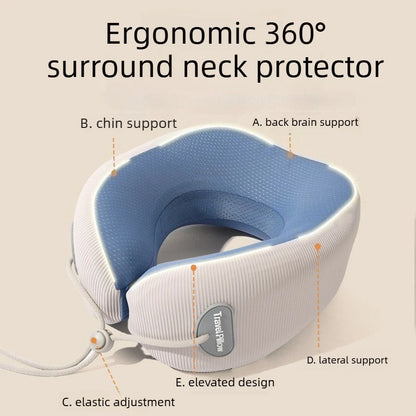 Kids U-Shaped Memory Foam Neck Pillow – 360° Support Travel & Nap Cushion, Slow Rebound with Removable Cover for Children