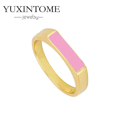 24K Gold-Plated & Silver Enamel Ring – Slim Round Women's Luxury Zircon CZ Ring in Green, Purple, Pink for Wedding & Anniversary