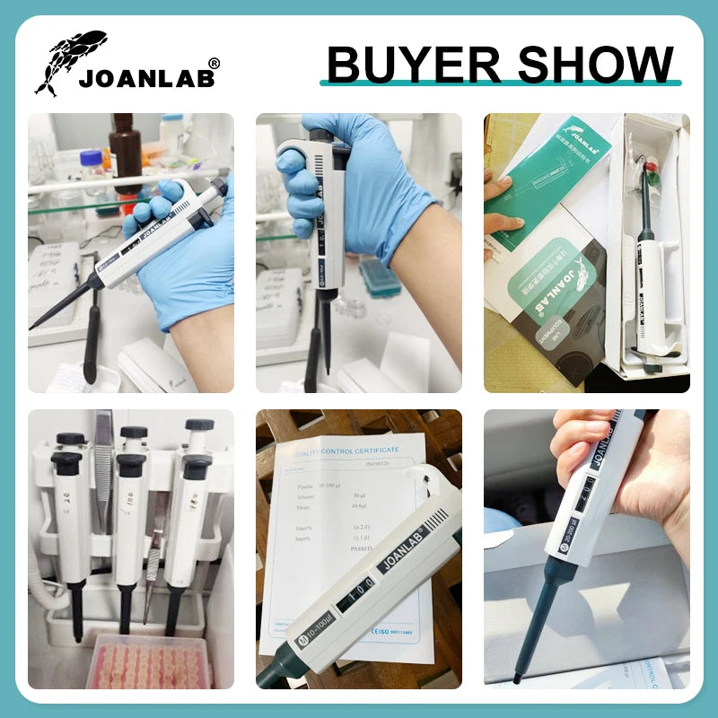 JOANLAB Digital Micropipette — Automatic Adjustable Plastic Pipette for Laboratory & Chemistry Experiments, Includes Pipette Tips