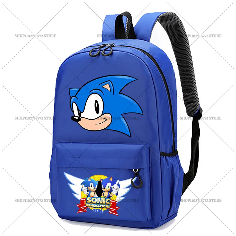 Cartoon Sonic Backpack — School Bag for Kids & Teens Featuring Amy, Rose & Shadow Characters, Perfect Gift for Boys