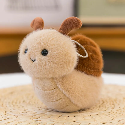 Small Insect Plush Keychain – Cute Snail & Bee Stuffed Doll Bag Pendant, Creative Toy Gift for Birthday
