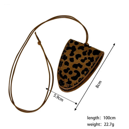 Hanging Neck Eyeglasses Storage Bag with Chain – Unisex Leather Sunglasses Case & Portable Key Holder Pendant
