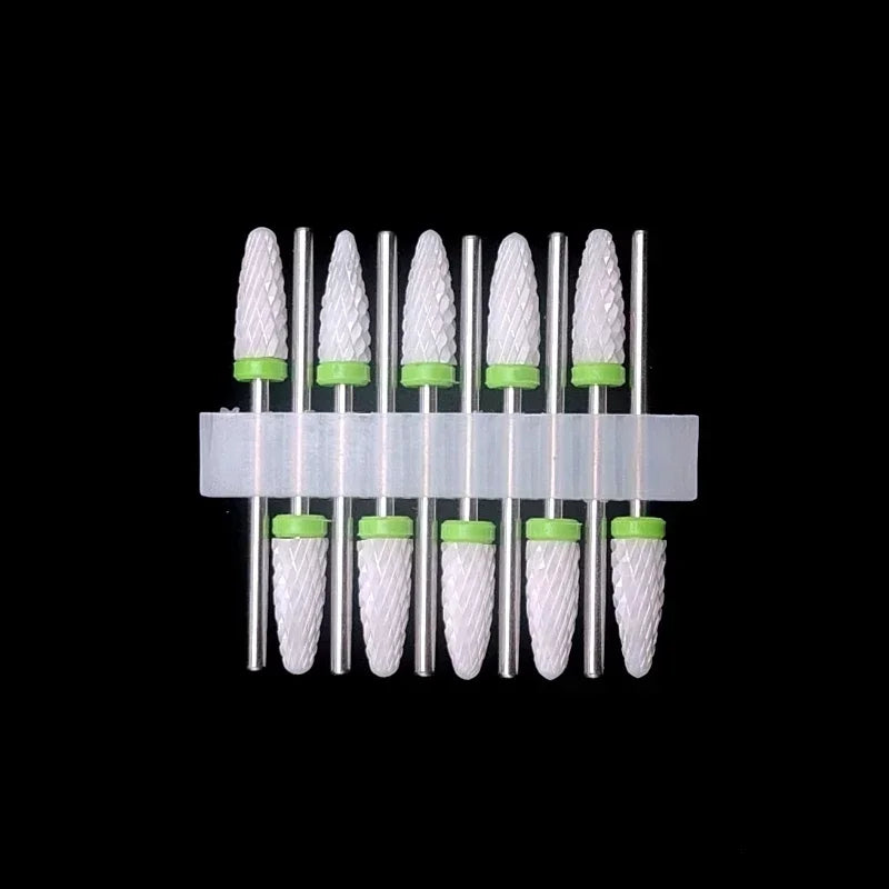 10PCS Ceramic Nail Drill Bits - Rotary Milling Cutters for Gel Polish Removal & Nail Grinding Machine Accessories