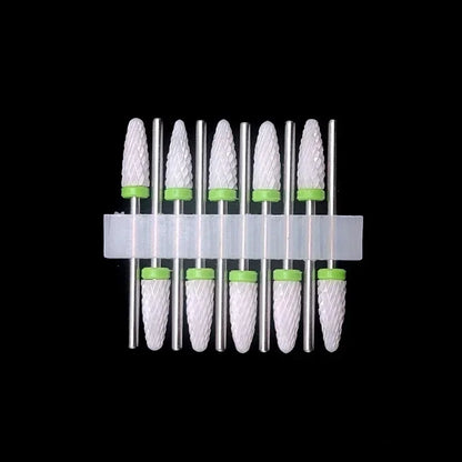 10PCS Ceramic Nail Drill Bits - Rotary Milling Cutters for Gel Polish Removal & Nail Grinding Machine Accessories