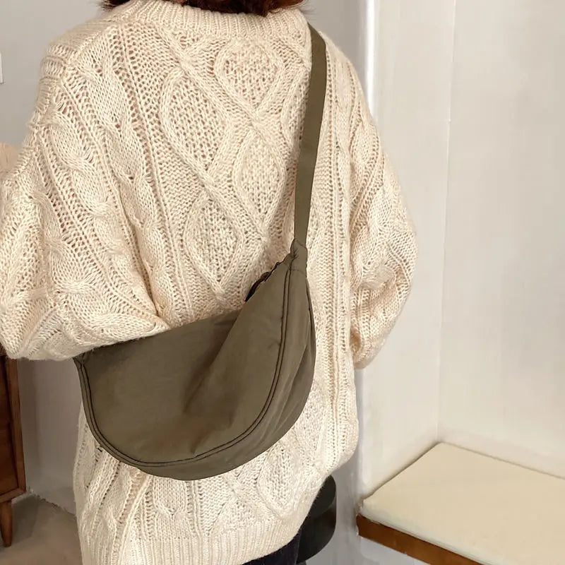 Upgraded Women's Messenger Bag – Simple Design Nylon Hobo, Small Vintage Shoulder Purse & Cloth Handbag