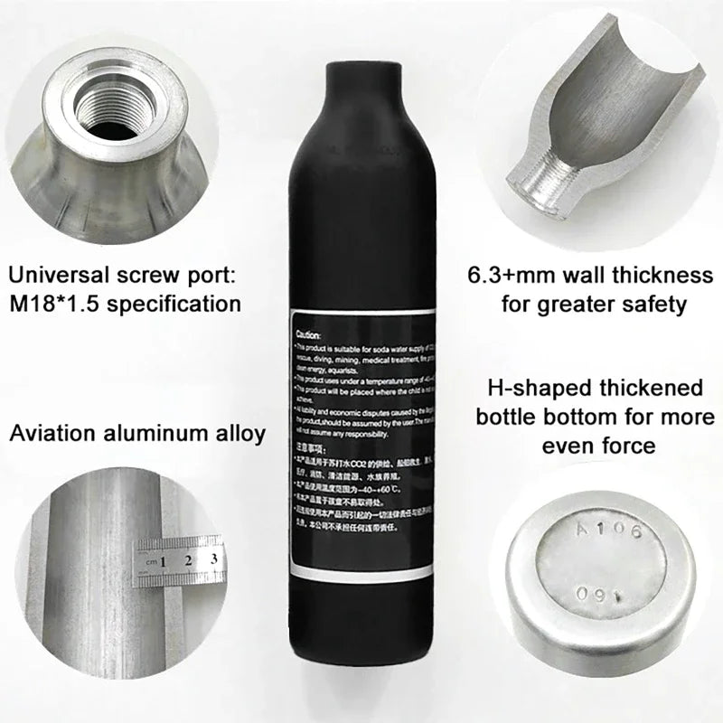High-Pressure Bottle Thread M18*1.5 — 30PMA CO2 & Oxygen Tank Connector for Diving, Aquarium, and Soda Drink Cylinders