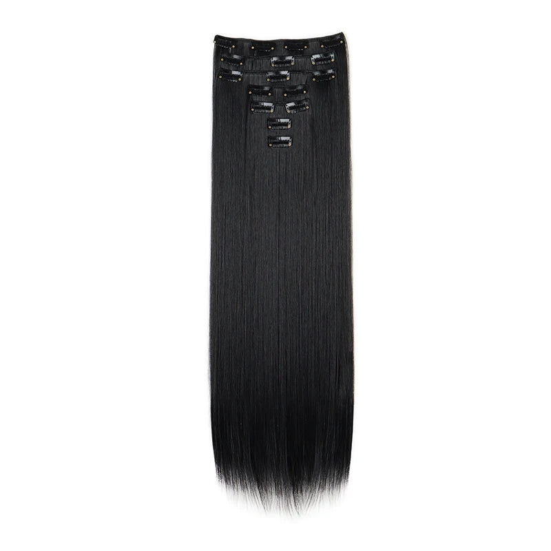 WIGSIN 24-Inch Straight Hair Extensions - 7-Piece Clip-In Synthetic Hair Set for Women