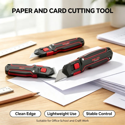 DELIXI 6-in-1 Transforming Utility Knife - Multifunctional Cutter for Cardboard, Paper & Boxes