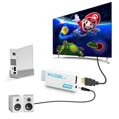 Wii to HDMI-Compatible Converter Adapter – 1080P Full HD with 3.5mm Audio for PC, HDTV & Monitor