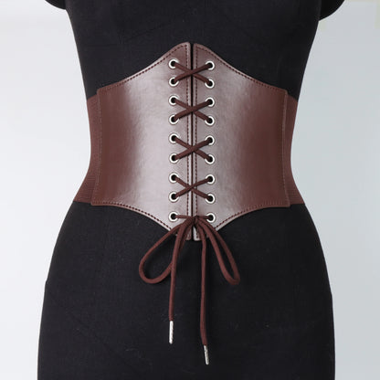 Medieval Wide Leather Armor Belt - Steampunk Waist Costume Accessory for Men & Women, Viking Knight Antique Waistband for LARP & Cosplay