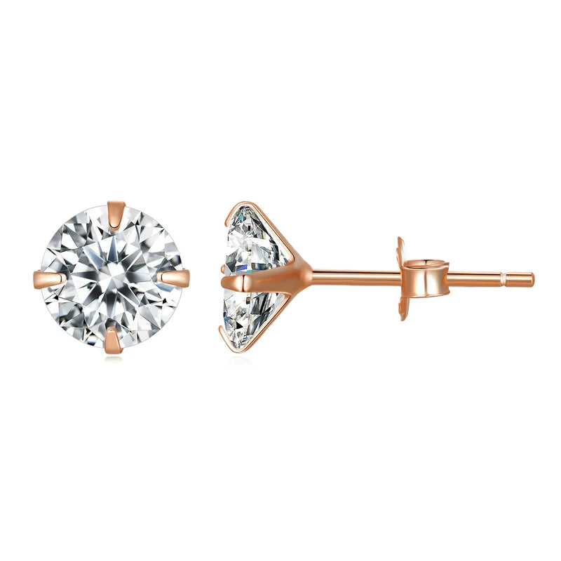 Bamoer 925 Sterling Silver CZ Stud Earrings – Platinum Plated Round Cubic Zirconia Barbell, Hypoallergenic, 4-7mm
