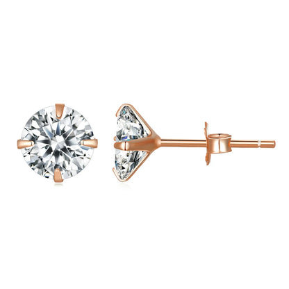 Bamoer 925 Sterling Silver CZ Stud Earrings – Platinum Plated Round Cubic Zirconia Barbell, Hypoallergenic, 4-7mm