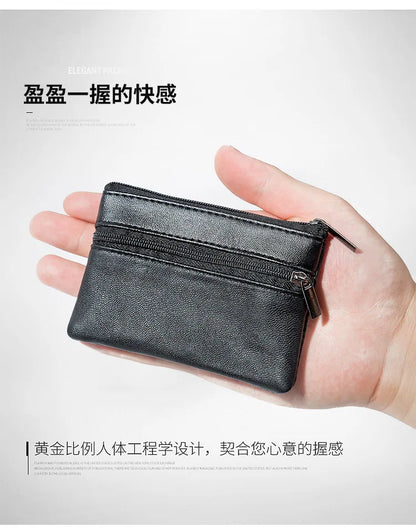 Leather Mini Coin Purse with Zipper – Small Wallet & Key Holder for Women, Men & Kids