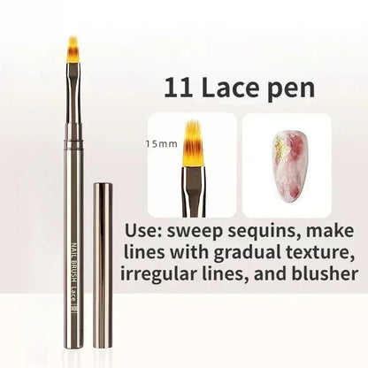 Nail Art Liner Brushes – Striping & Drawing Pens for Elongated Lines, 6–25mm Professional Manicure Design Tools