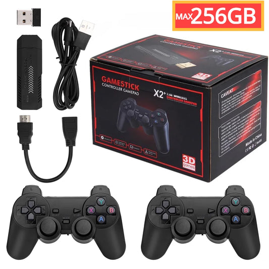 GD10 Plus 4K Game Stick Console – 256G, 58,000 Games, Dual 2.4G Wireless Controllers for N64/PSP/PS1/GBA