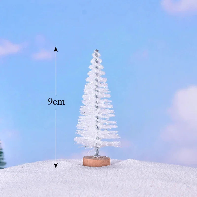Mini Artificial Christmas Tree Figurine — Sisal, Silk & Cedar Pine for Fairy Garden, Micro Landscape & New Year Decor