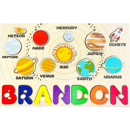 Montessori Personalized Wooden Name Puzzle — Custom Letter Board Educational Toy for Babies