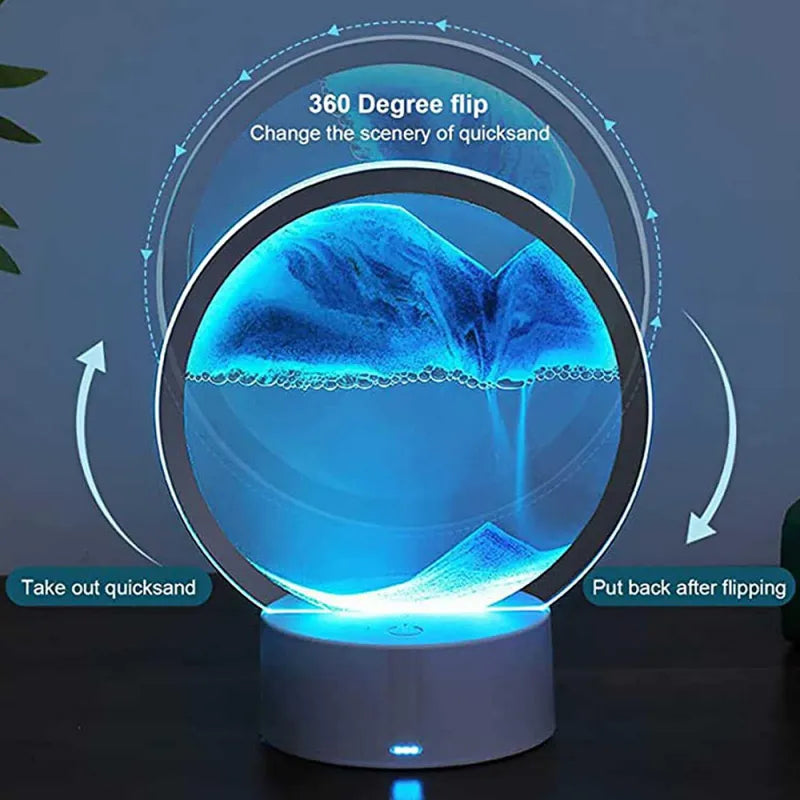 3D LED RGB Sandscape Lamp - 16-Color Moving Sand Art Frame with Remote, Hourglass Night Light & Deep Sea Display