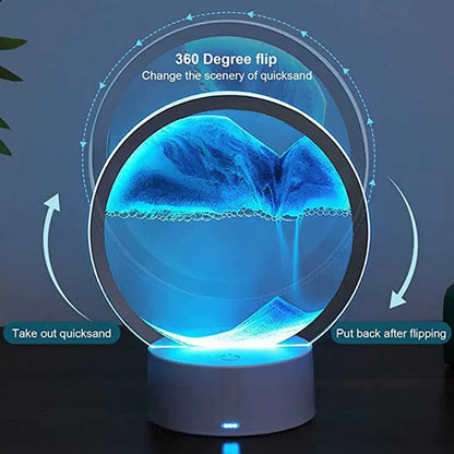 3D LED RGB Sandscape Lamp - 16-Color Moving Sand Art Frame with Remote, Hourglass Night Light & Deep Sea Display