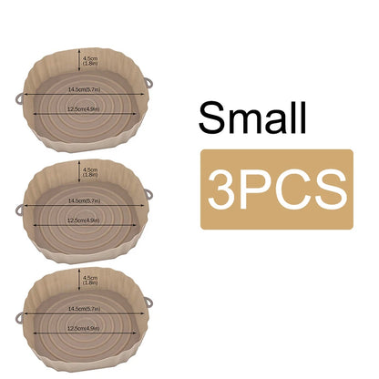 Reusable Air Fryer Silicone Pot & Baking Tray Set – 1/2/3PCS Silicone Basket for Pizza, Fried Chicken & Grill