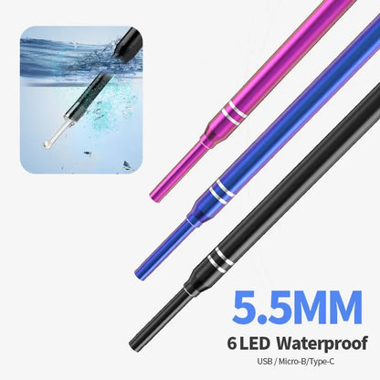 3-in-1 Smart Ear Cleaner Endoscope with Earwax Remover & Otoscope - 5.5mm, Android/PC Type-C Compatibility