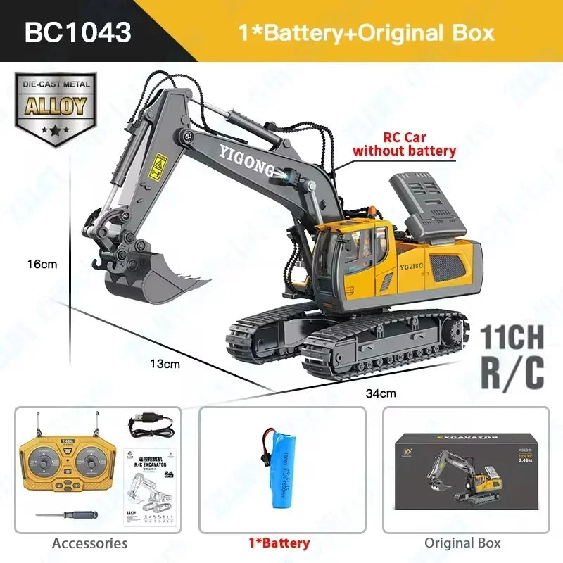 New RC Engineering Vehicle Toy — 2.4G Crawler Bulldozer, Excavator & Dumper Car for Boys, Kids Holiday Gift