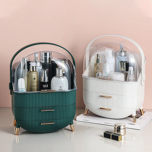 Cosmetic Storage Box - Large Capacity Waterproof Makeup & Skincare Organizer with Drawer