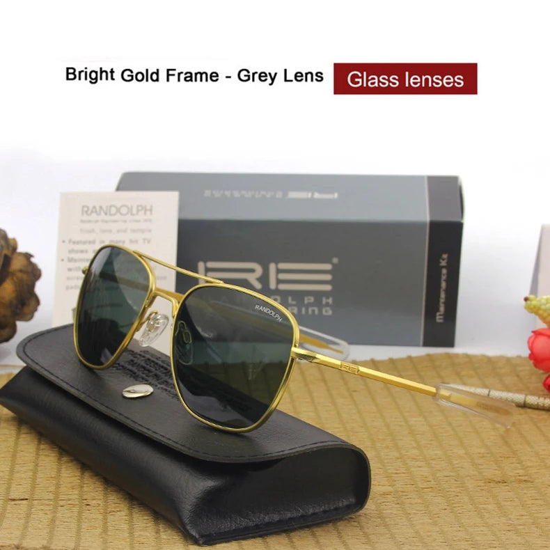RE Military Aviation Sunglasses — Vintage Titanium Frame Pilot Glasses for Men & Women