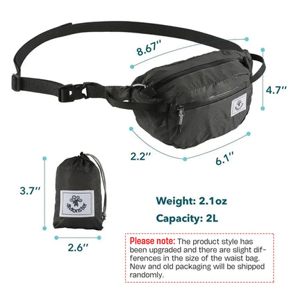 Hiking Waist Pack – Lightweight 2L Water-Resistant Fanny Pack with Adjustable Strap for Outdoor Adventures